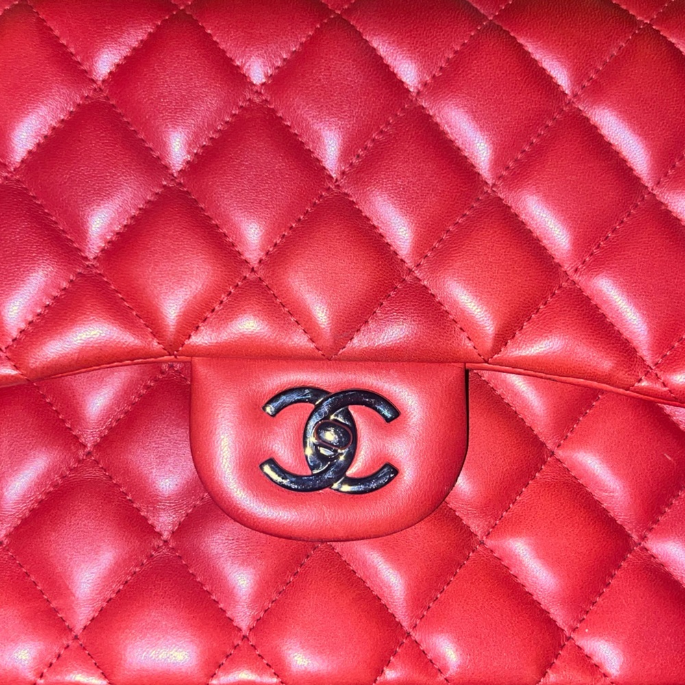 Chanel Jumbo Flap Lambskin Bag - Red - Picture 6 of 8